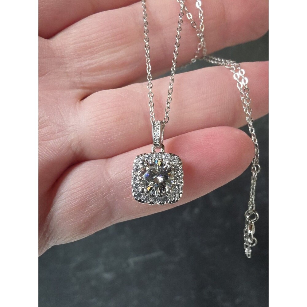 925 Sterling Silver CZ Pendant Adjustable Necklace Vintage